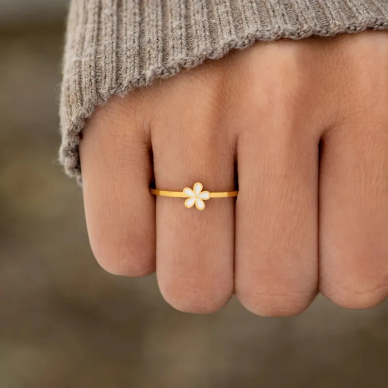 925 Sterling Silver Enamel Flower Ring sold by Charming Charlie