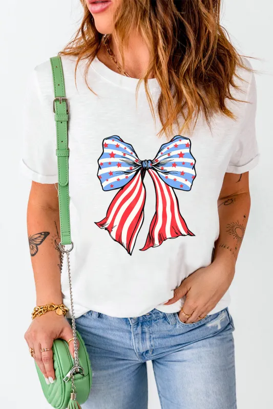 Bow Graphic Round Neck Short Sleeve T-Shirt sold by Charming Charlie