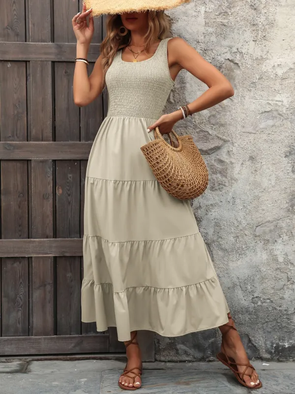 Smocked Scoop Neck Sleeveless Tank Dress sold by Charming Charlie