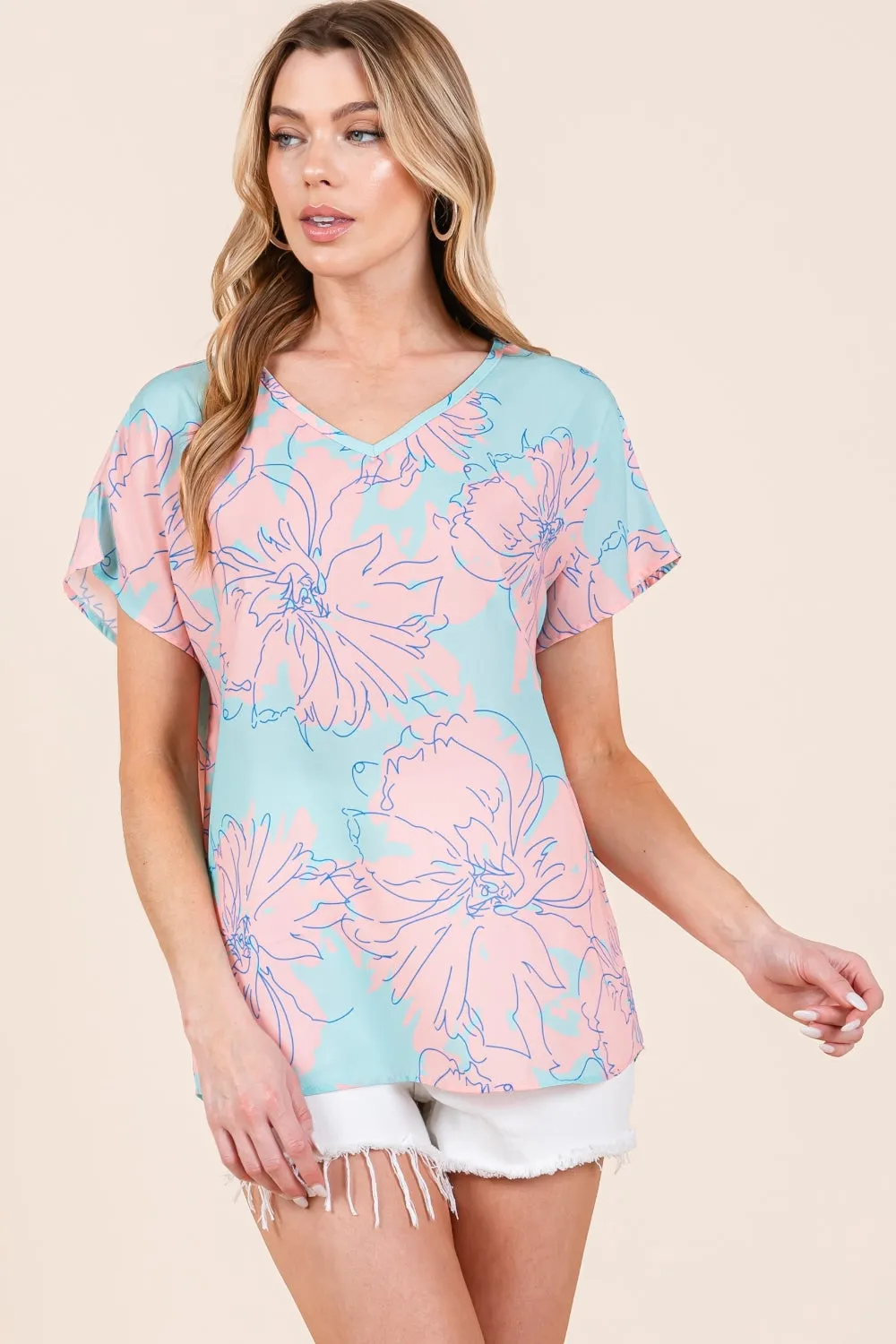 BOMBOM Floral Short Sleeve T-Shirt sold by Charming Charlie