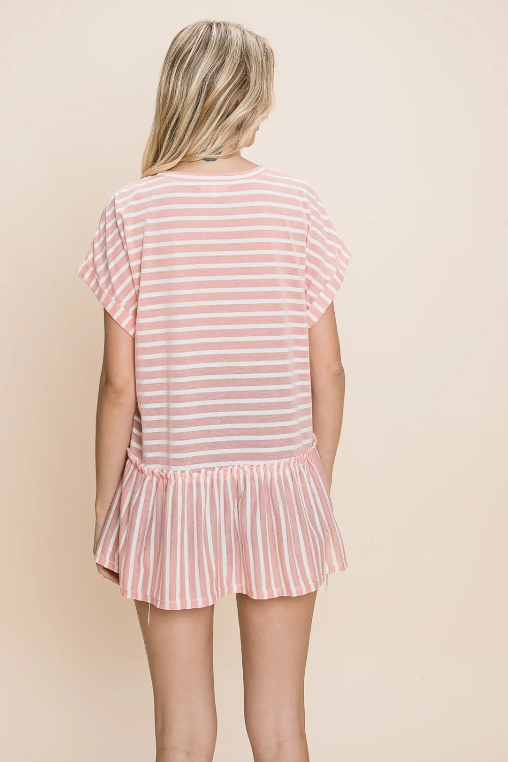 Cotton Bleu by Nu Label Striped Ruffled Short Sleeve Top sold by Charming Charlie product image thumbnail 2
