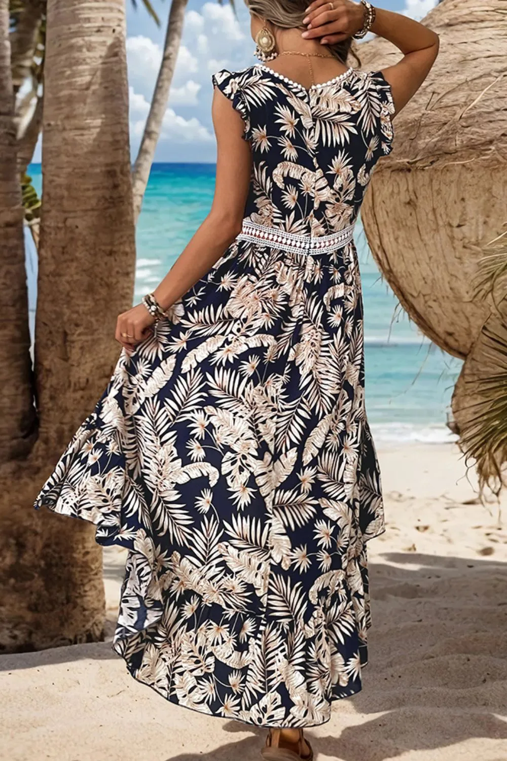 High-Low Printed V-Neck Cap Sleeve Midi Dress sold by Charming Charlie product image thumbnail 2