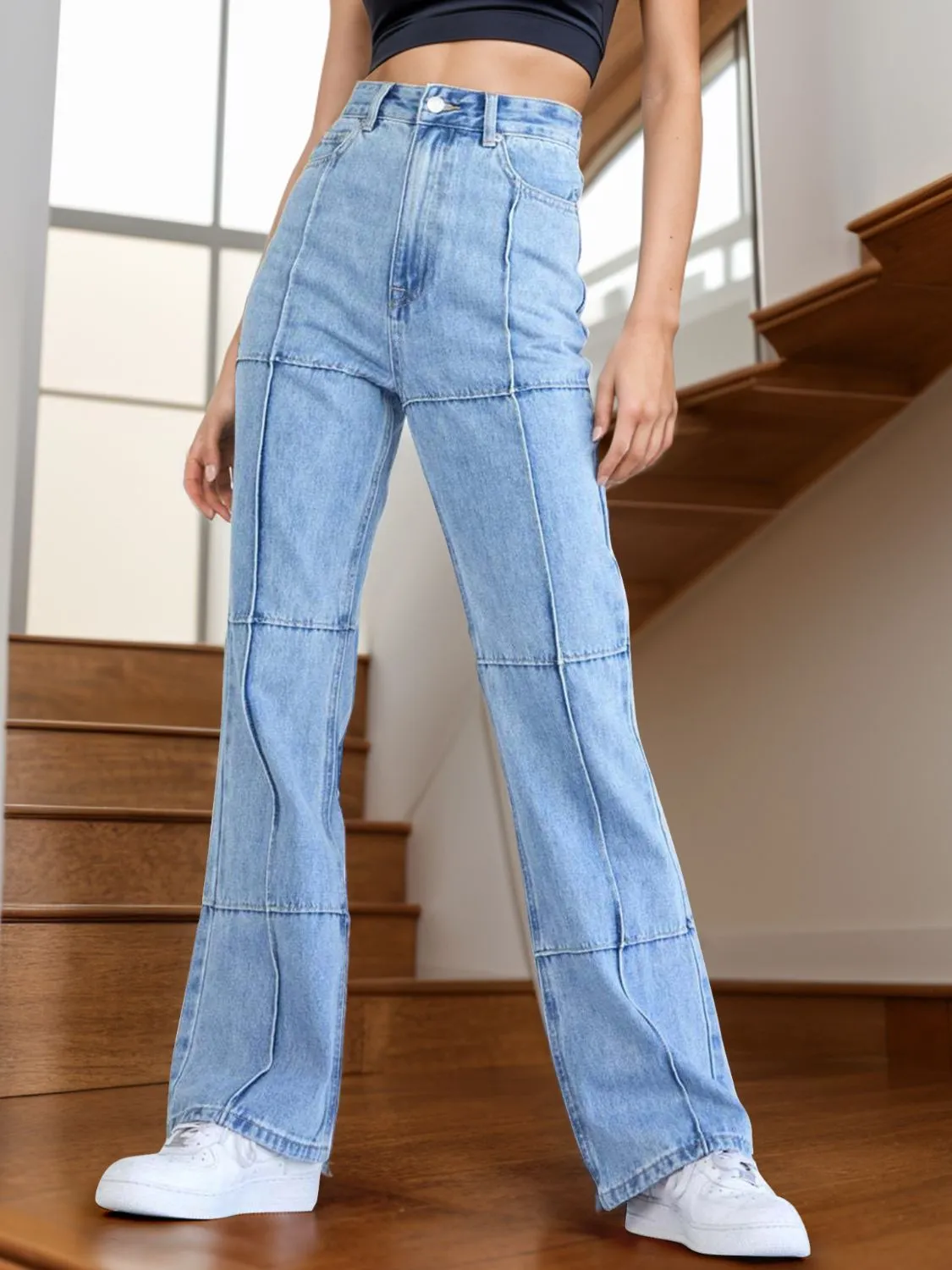 High Waist Straight Jeans with Pockets sold by Charming Charlie