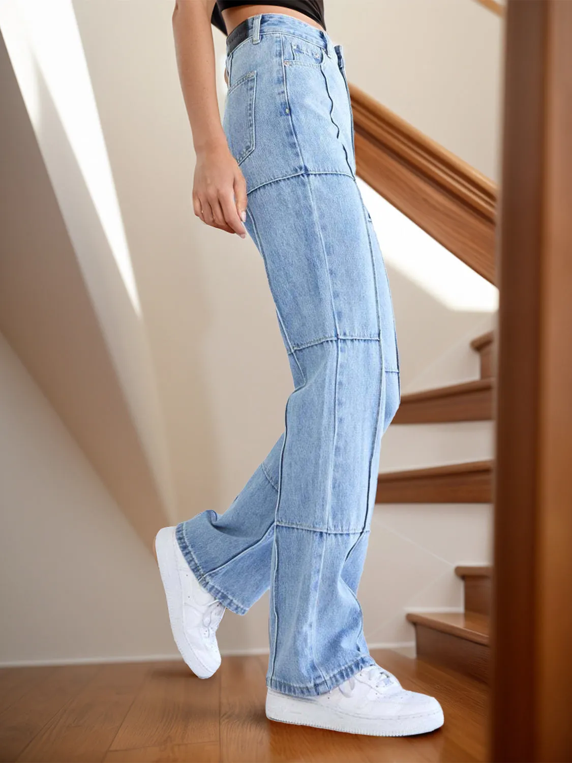 High Waist Straight Jeans with Pockets sold by Charming Charlie product image thumbnail 2