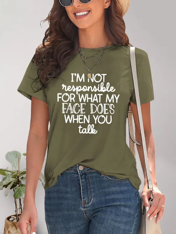 Letter Graphic Round Neck Short Sleeve T-Shirt sold by Charming Charlie