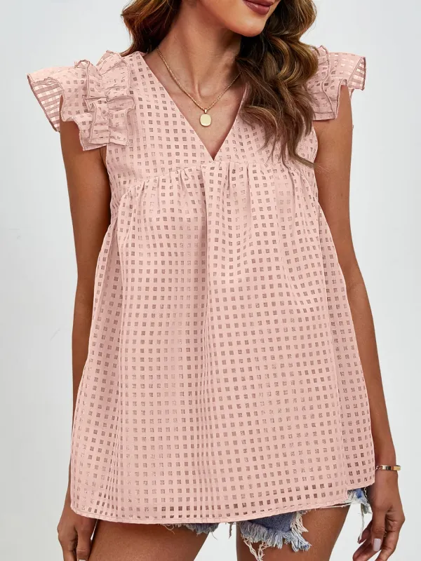 Ruched V-Neck Cap Sleeve Blouse sold by Charming Charlie