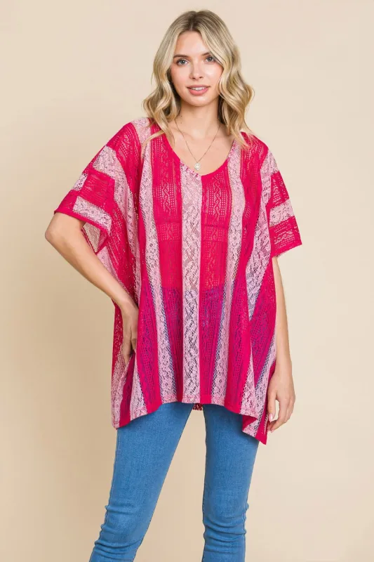 Cotton Bleu by Nu Label V Neck Drop Shoulder Oversize Top sold by Charming Charlie