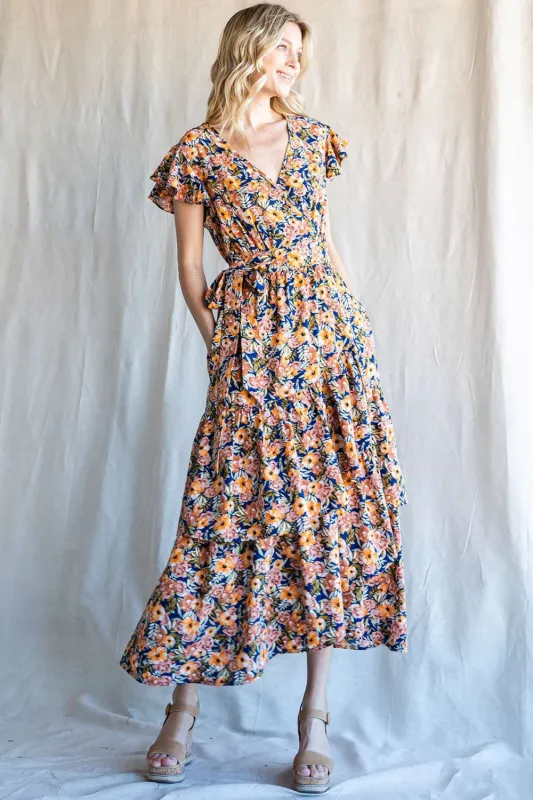 Cotton Bleu by Nu Label Floral Ruffled Midi Dress sold by Charming Charlie