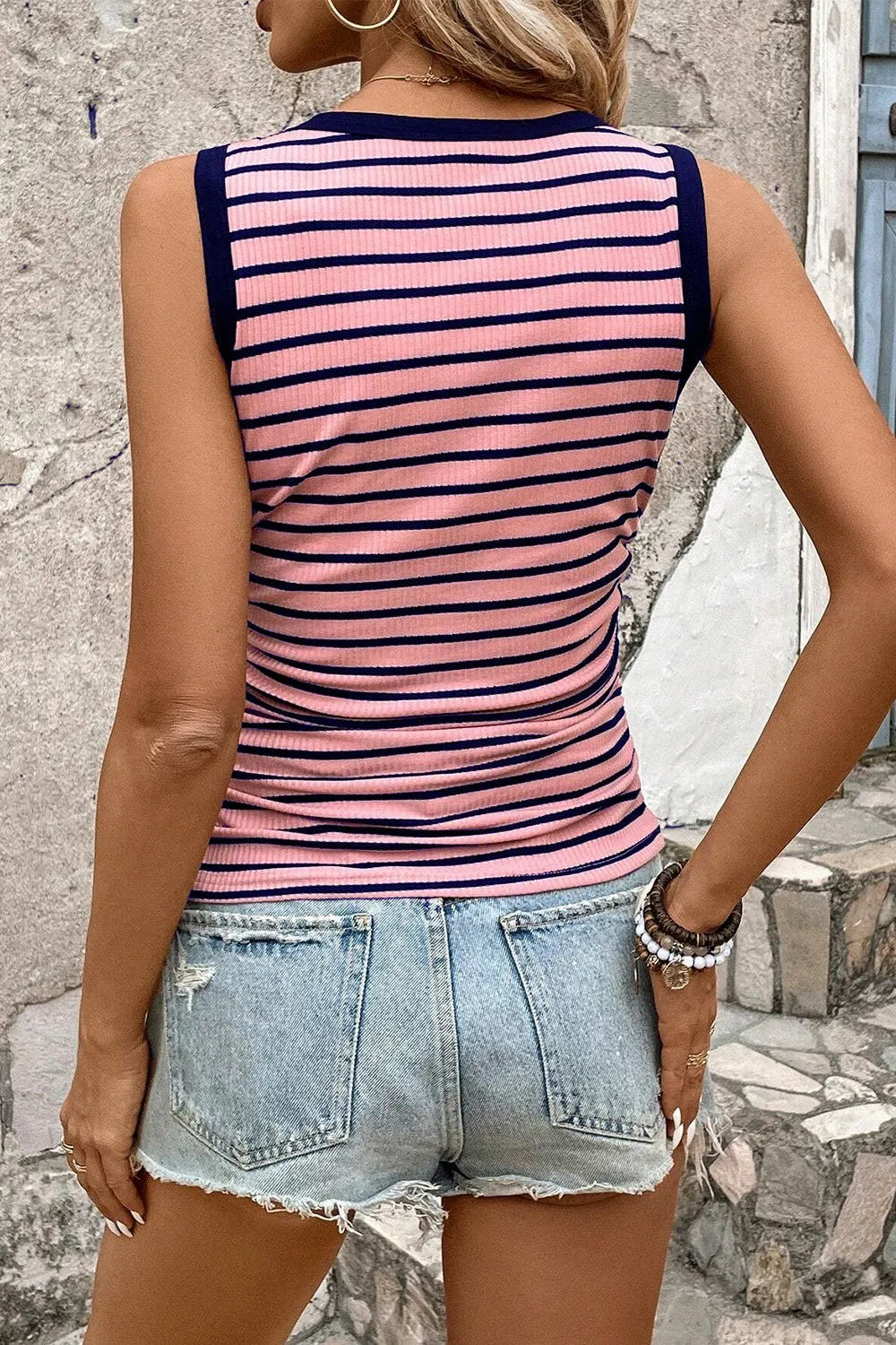 Striped Contrast Round Neck Tank sold by Charming Charlie product image thumbnail 3