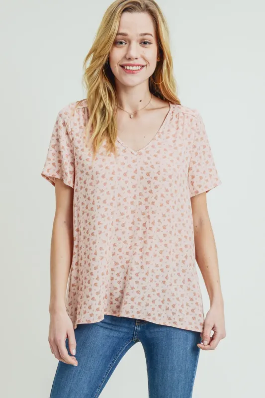 Cotton Bleu by Nu Label Printed V-Neck Short Sleeve T-Shirt sold by Charming Charlie