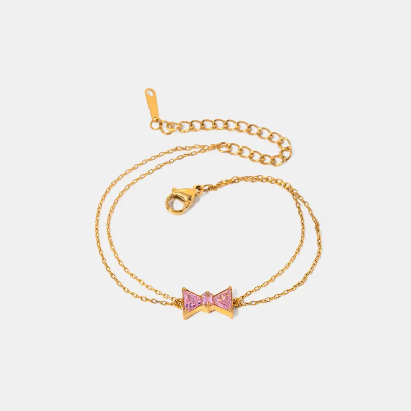 Stainless Steel Zircon Bow Bracelet sold by Charming Charlie