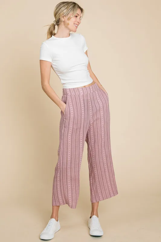 Cotton Bleu by Nu Lab Striped Elastic Waist Wide Leg Pants sold by Charming Charlie