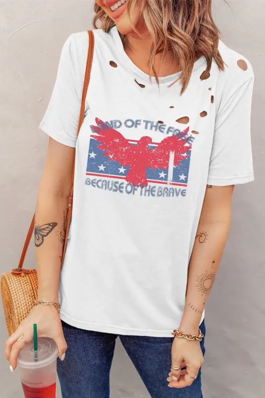 Cutout Graphic Round Neck Short Sleeve T-Shirt sold by Charming Charlie