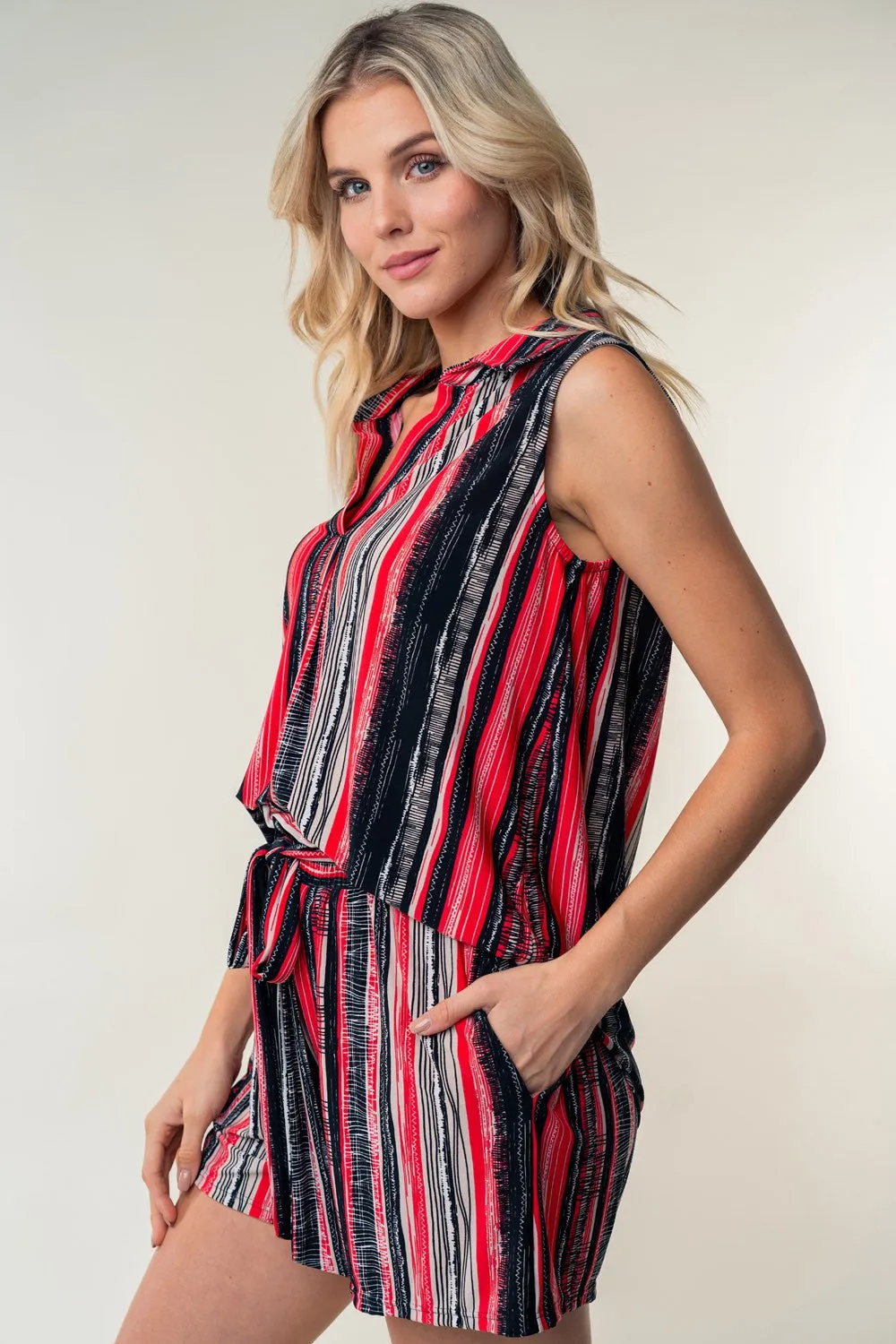 White Birch Full Size High Waisted Striped Shorts sold by Charming Charlie product image thumbnail 5