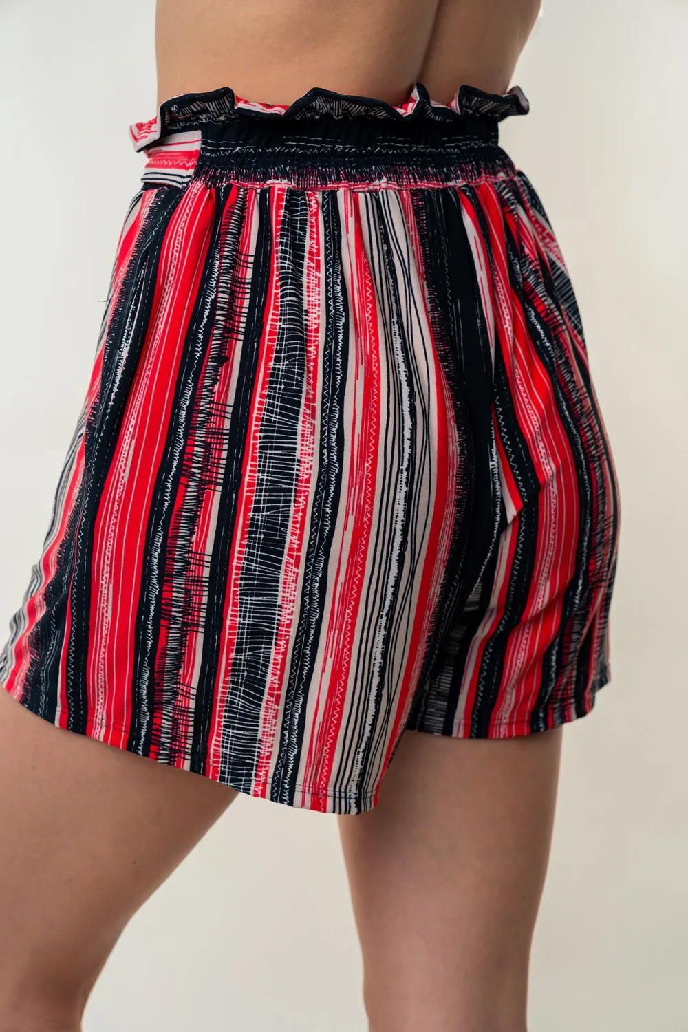 White Birch Full Size High Waisted Striped Shorts sold by Charming Charlie product image thumbnail 2