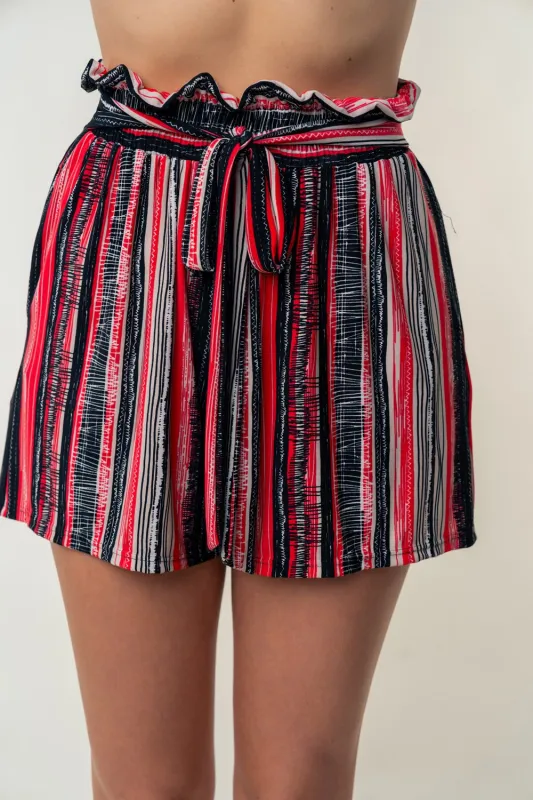 White Birch Full Size High Waisted Striped Shorts sold by Charming Charlie