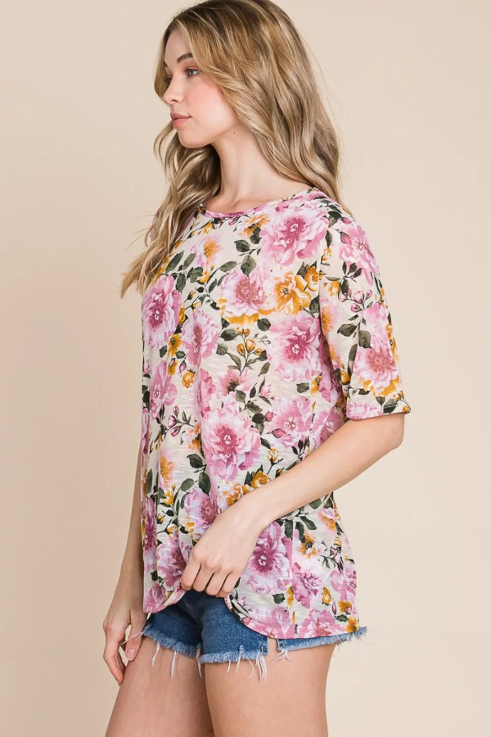 BOMBOM Floral Round Neck T-Shirt sold by Charming Charlie product image thumbnail 3