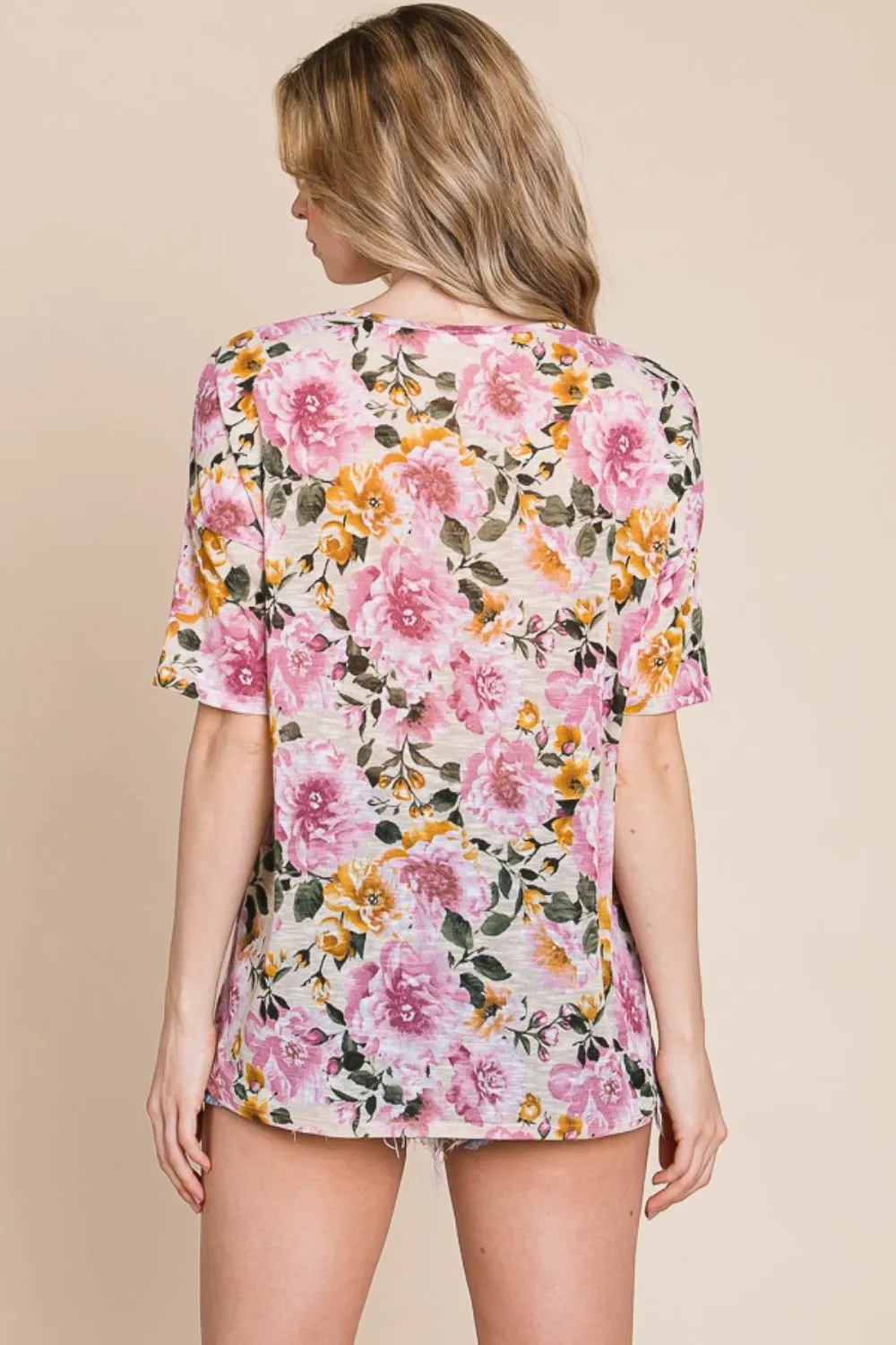 BOMBOM Floral Round Neck T-Shirt sold by Charming Charlie product image thumbnail 2