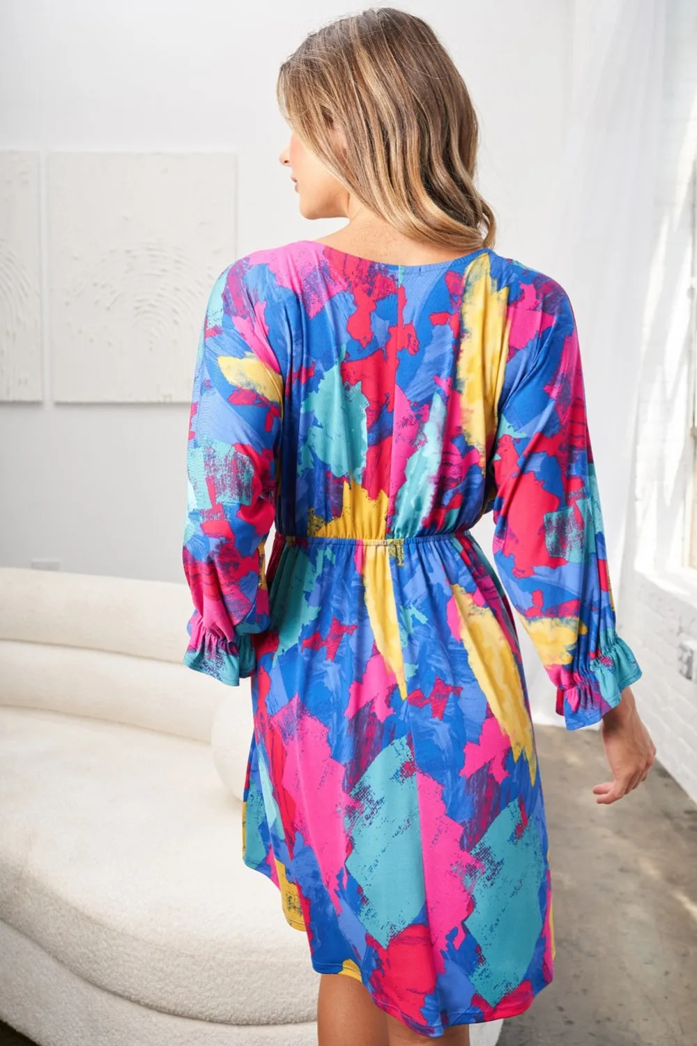 White Birch Full Size Printed V-Neck Mini Dress sold by Charming Charlie product image thumbnail 2