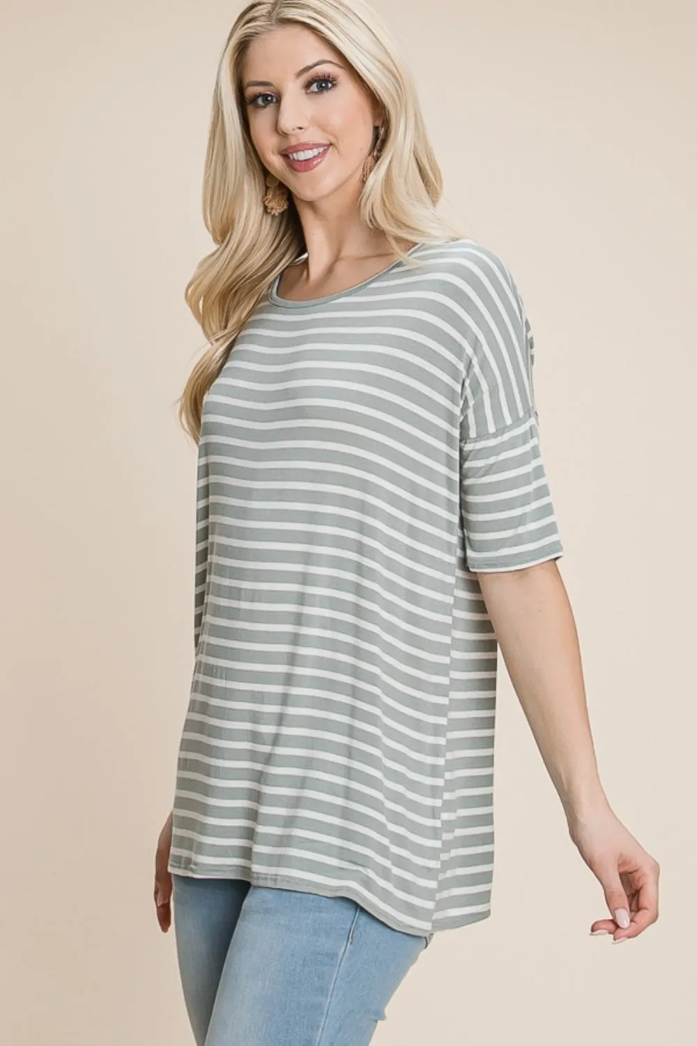 BOMBOM Striped Round Neck T-Shirt sold by Charming Charlie product image thumbnail 3