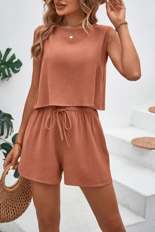 Round Neck Top and Drawstring Shorts Set sold by Charming Charlie
