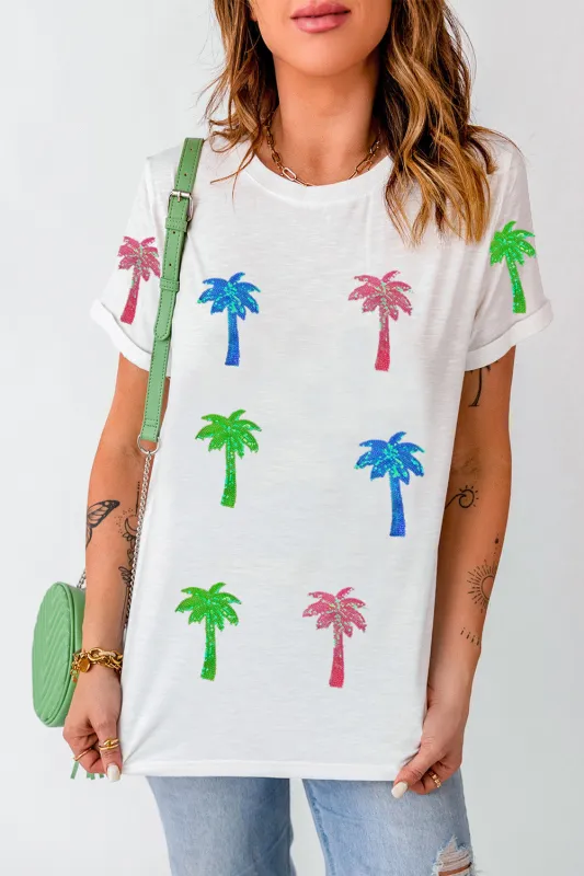 Coconut Palm Round Neck Short Sleeve T-Shirt sold by Charming Charlie