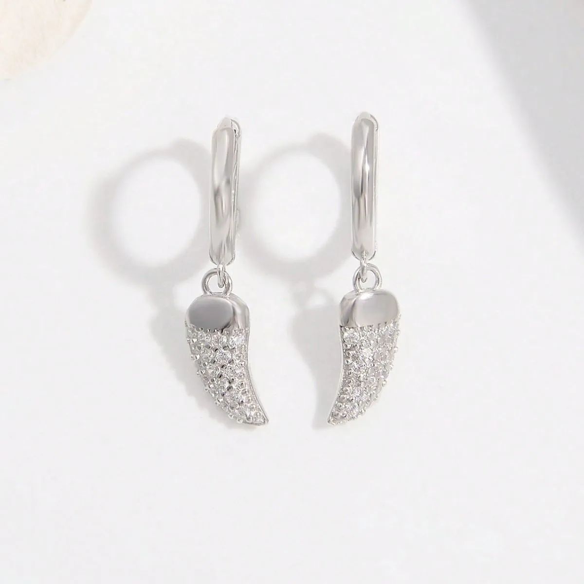 925 Sterling Silver Zircon Chili Shape Earrings sold by Charming Charlie