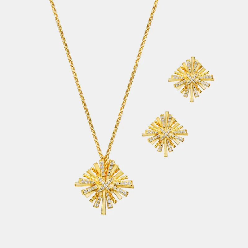 Starburst Gold-Plated Earrings and Necklace Set sold by Charming Charlie