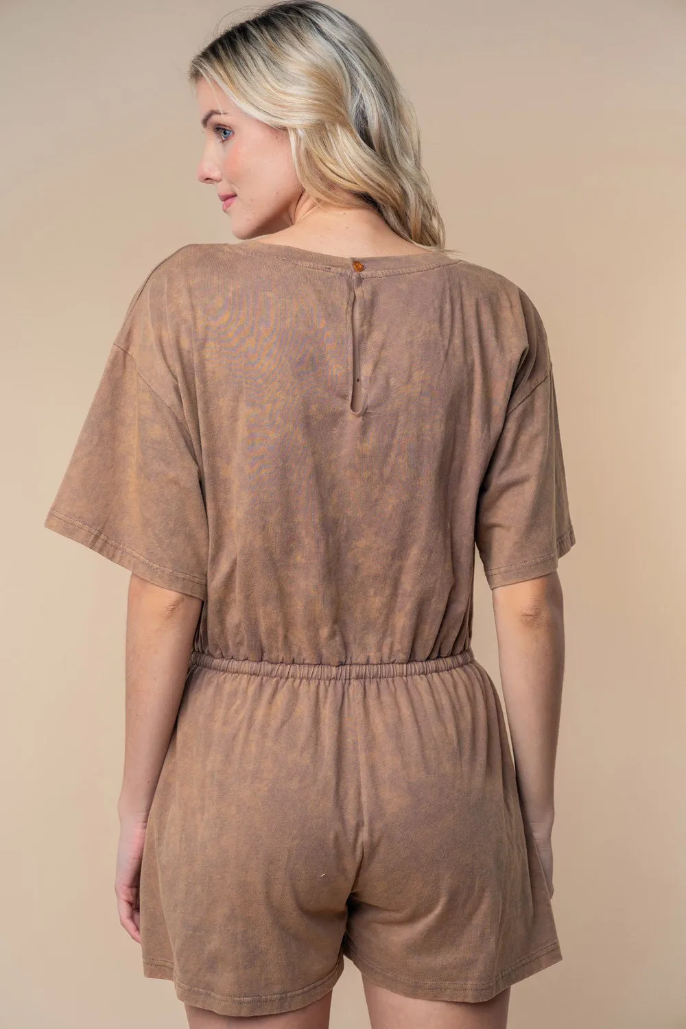 White Birch Full Size Short Sleeve Drawstring Romper sold by Charming Charlie product image thumbnail 2