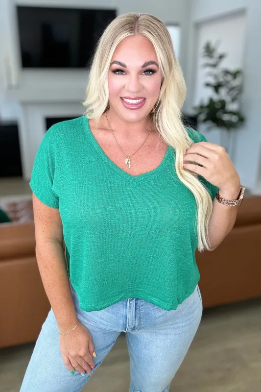 Classic Comfort V-Neck Top in Kelly Green made by Charming Charlie