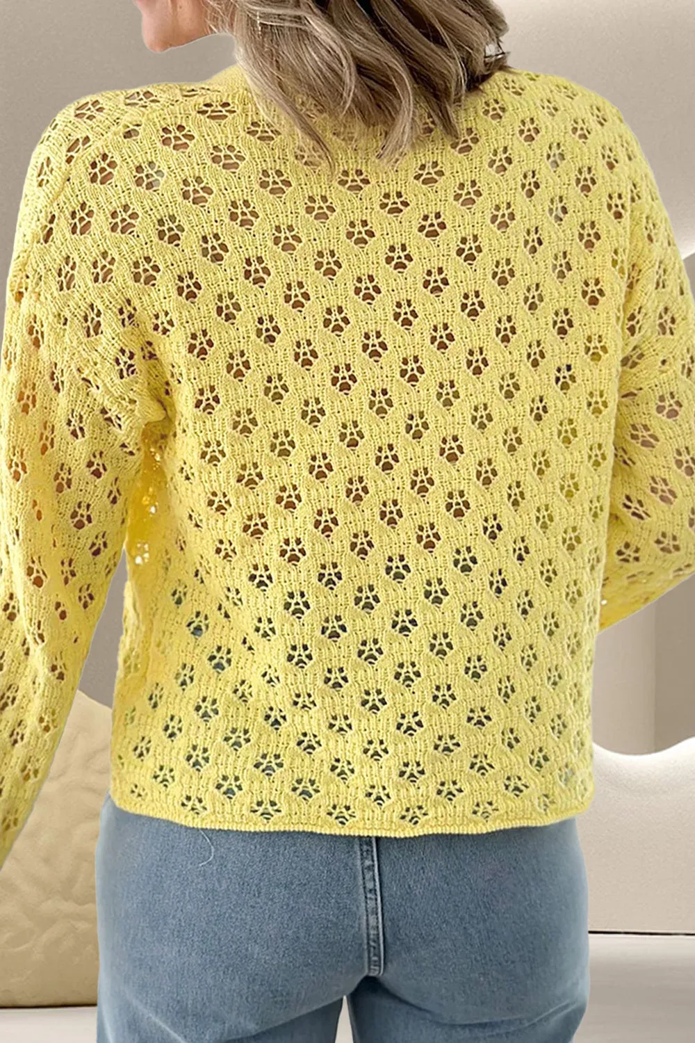 Openwork V-Neck Long Sleeve Cardigan sold by Charming Charlie product image thumbnail 2