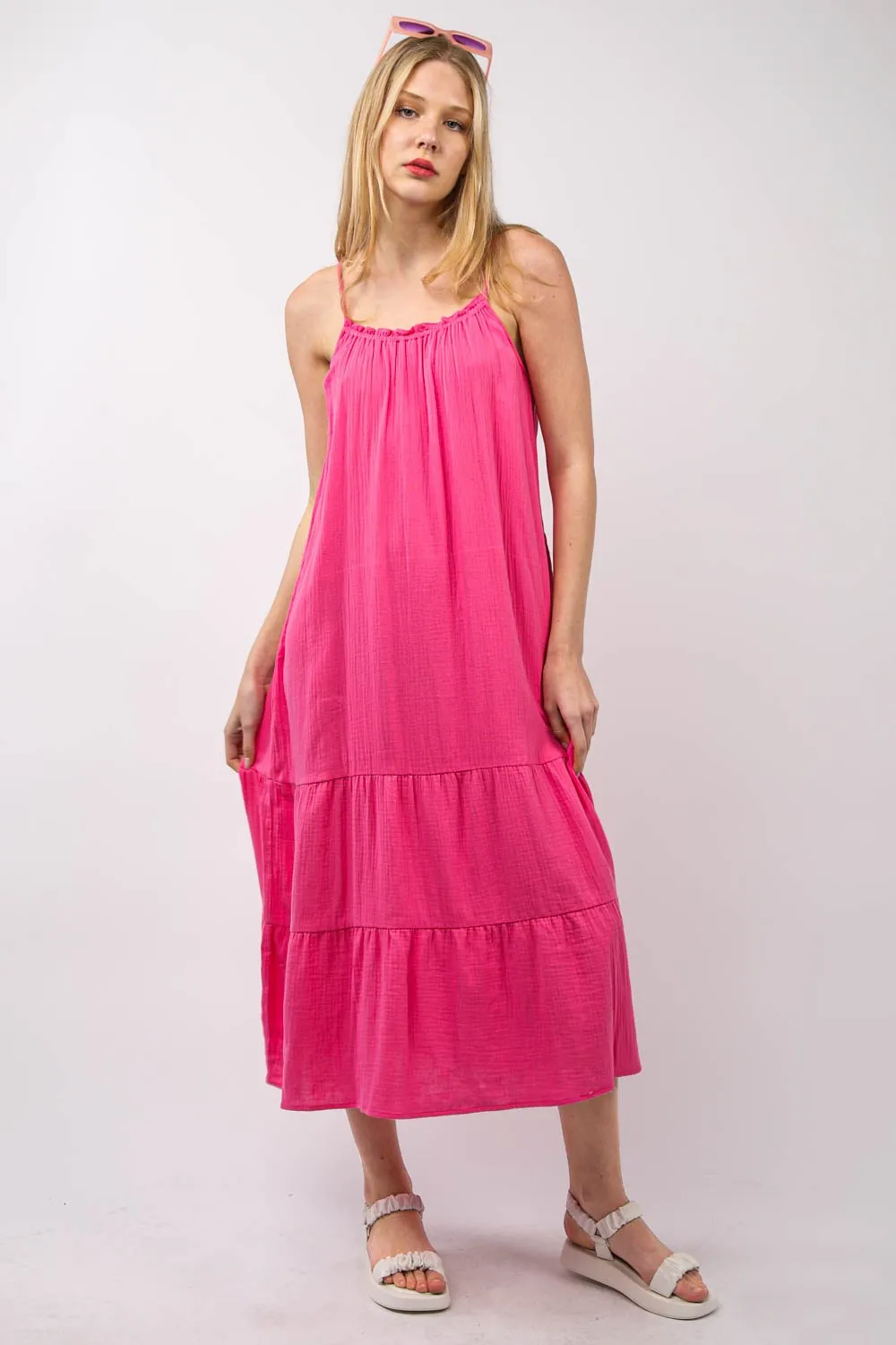 VERY J Ruffled A-Line Midi Cami Dress sold by Charming Charlie product image thumbnail 4