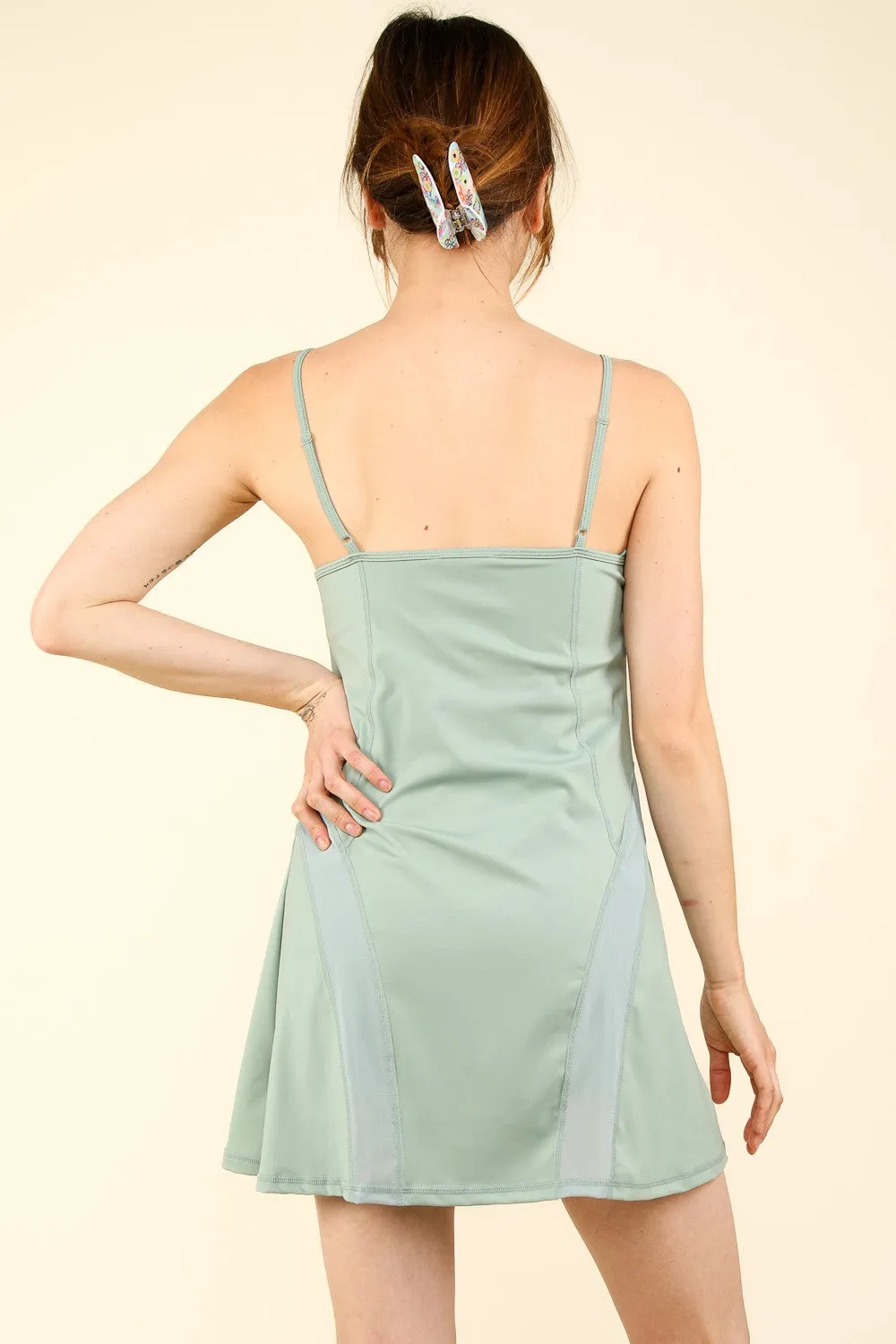 VERY J Mesh Detail Tennis Mini Active Dress with Shorts Inside sold by Charming Charlie product image thumbnail 2