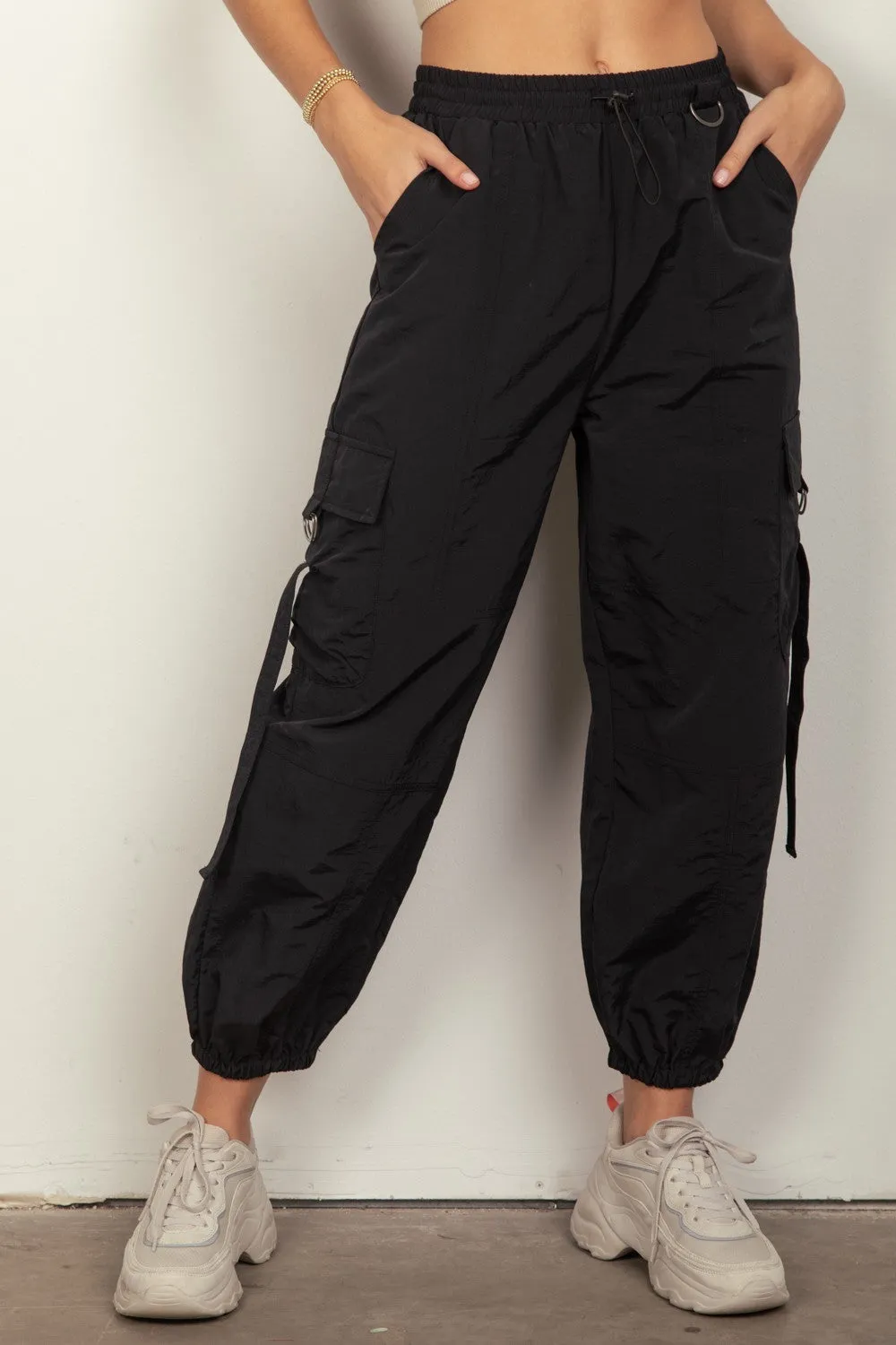 VERY J Elastic Waist Woven Cargo Pants sold by Charming Charlie