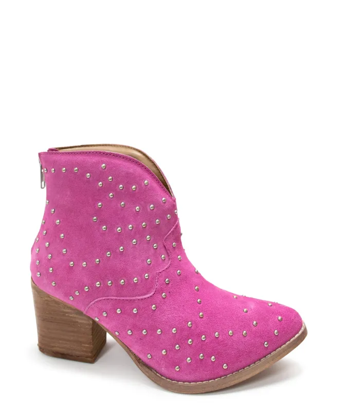 Twilight Studded Heeled Ankle Boot in Magenta sold by Charming Charlie