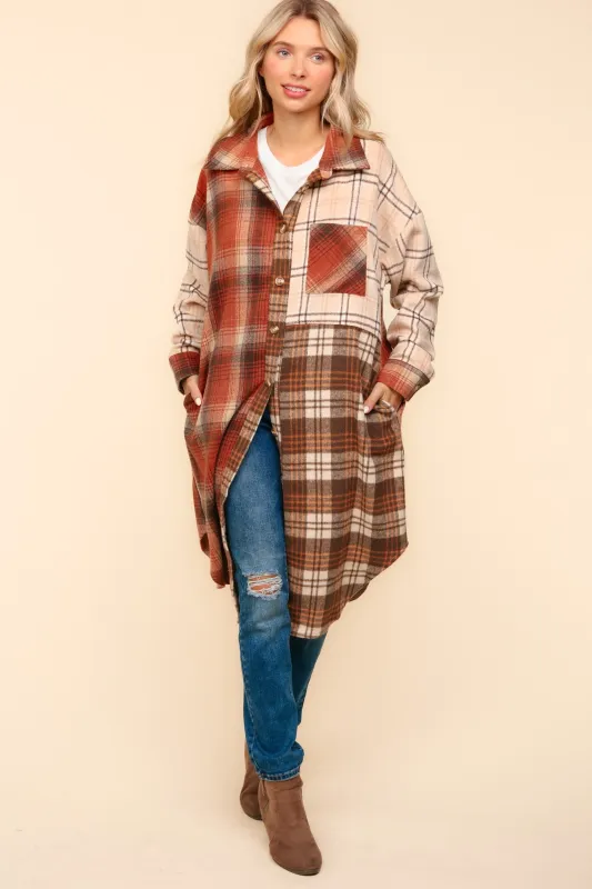 Flannel Plaid Oversized Shacket with Pockets sold by Charming Charlie