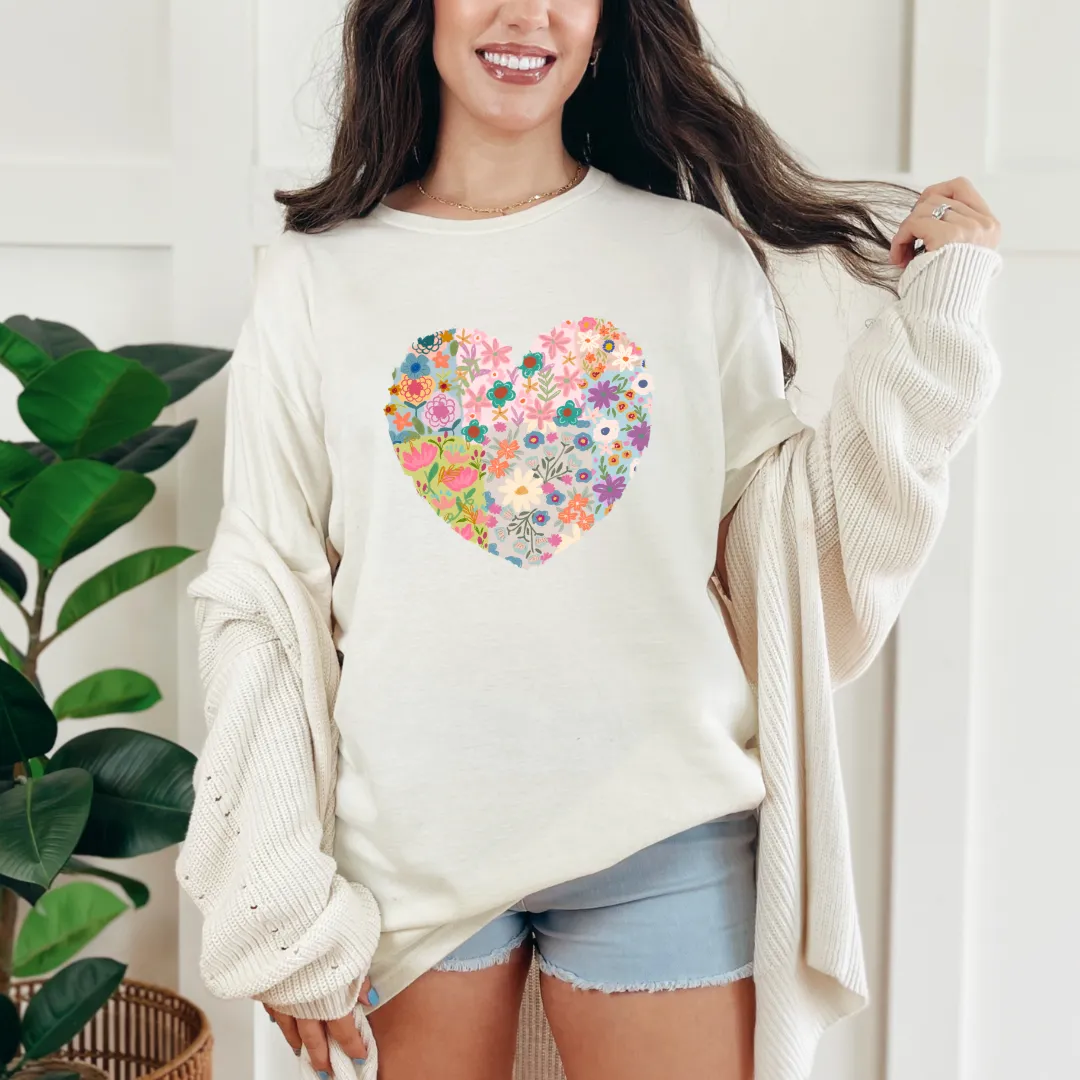 Patchwork Floral Heart Graphic Tee sold by Charming Charlie
