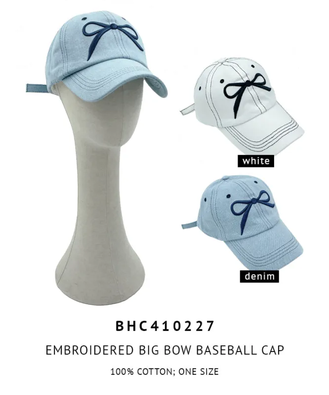 Embroidered Big Bow Baseball Cap sold by Charming Charlie