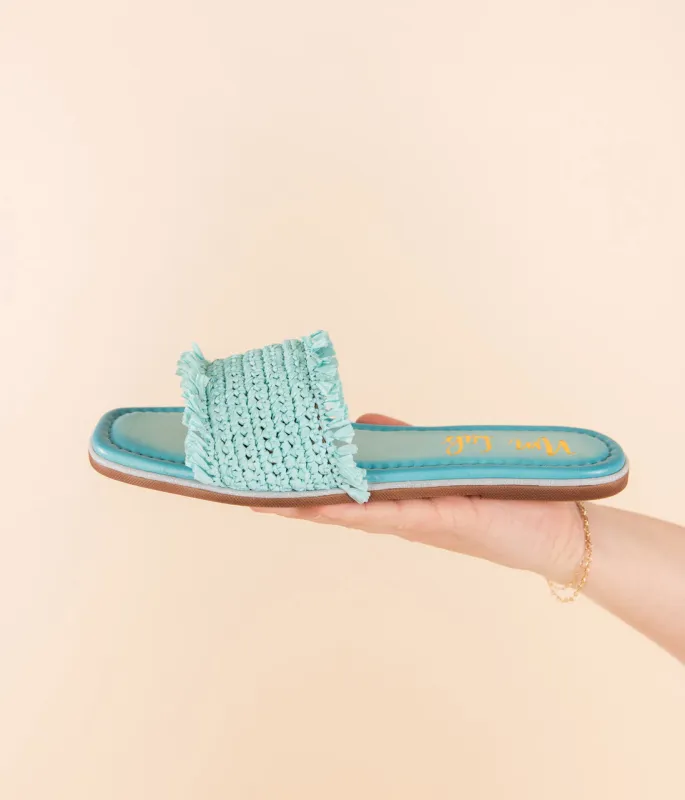 Juana Woven Sandals in Aqua Blue sold by Charming Charlie