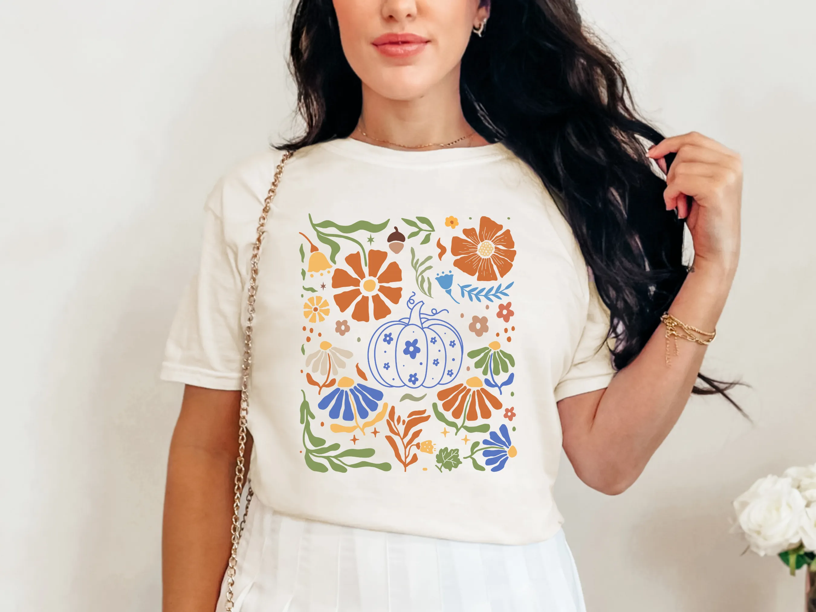 Blue Floral Pumpkin Graphic Tee in Two Colors sold by Charming Charlie product image thumbnail 2