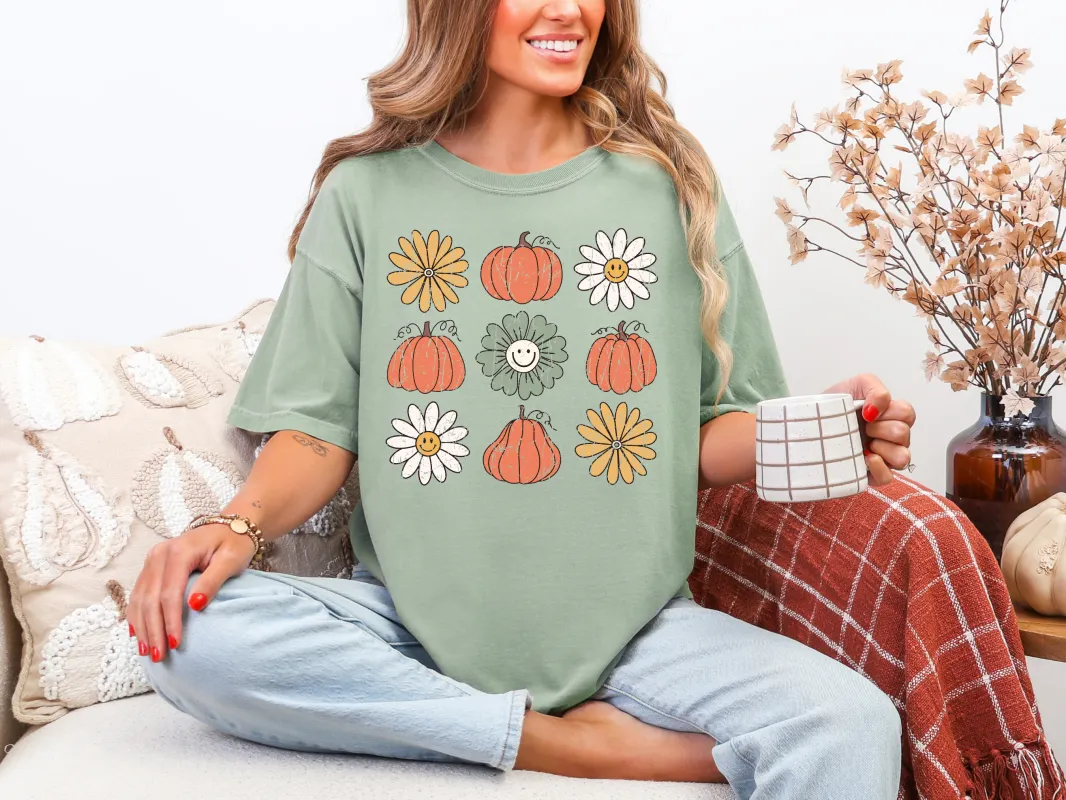 Pumpkin Flowers Retro Graphic Shirt sold by Charming Charlie