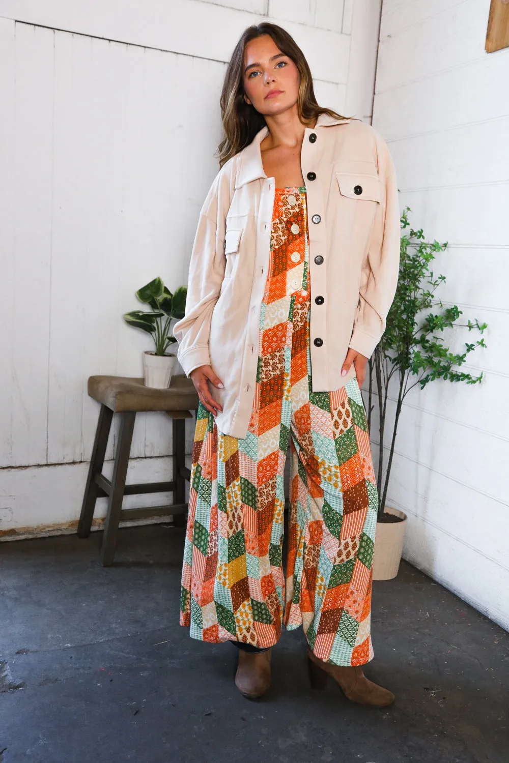 Easy Does It Patchwork Wide Leg Jumper sold by Charming Charlie product image thumbnail 3