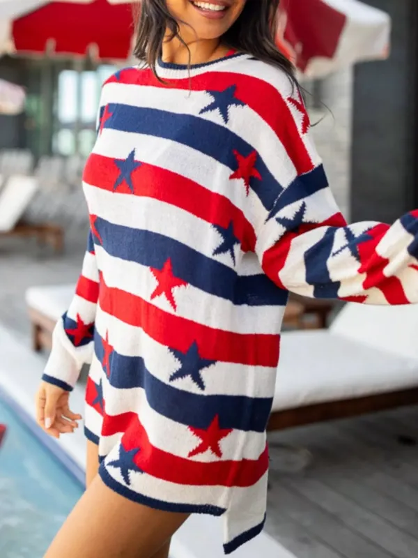 Stars and Stripes Long Sleeve Sweater sold by Charming Charlie