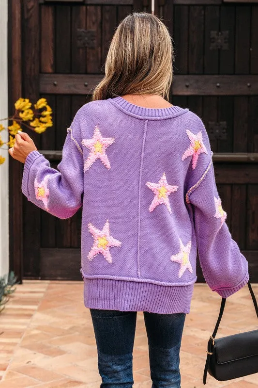 Aubrey Brushed Star Oversize Sweater sold by Charming Charlie product image thumbnail 5