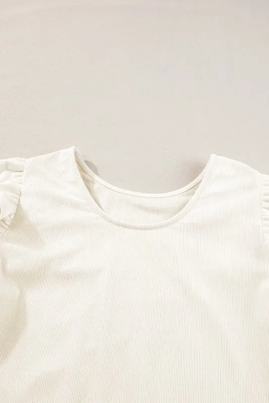 Beige Ruffled Flounce Sleeve Corduroy Shirts sold by Charming Charlie product image thumbnail 4