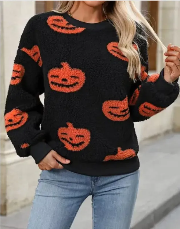 Halloween Pumpkin Fleece Sweatshirt sold by Charming Charlie