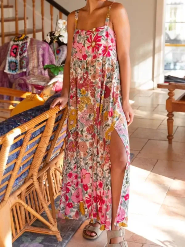 Full Size Square Neck Cami Dress with Side Slit Plus Size sold by Charming Charlie