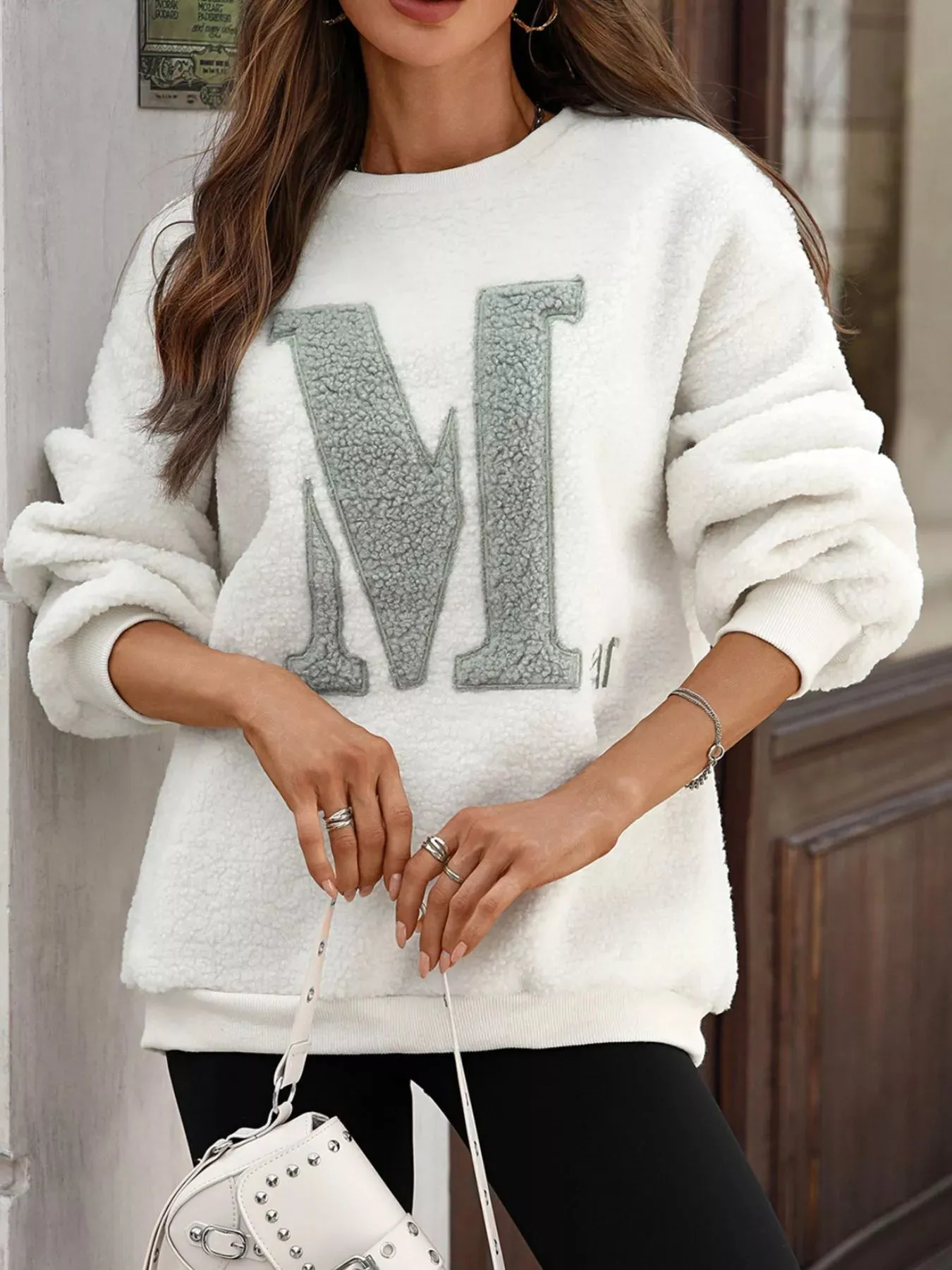 Letter Round Neck Fleece Sweatshirt sold by Charming Charlie product image thumbnail 4