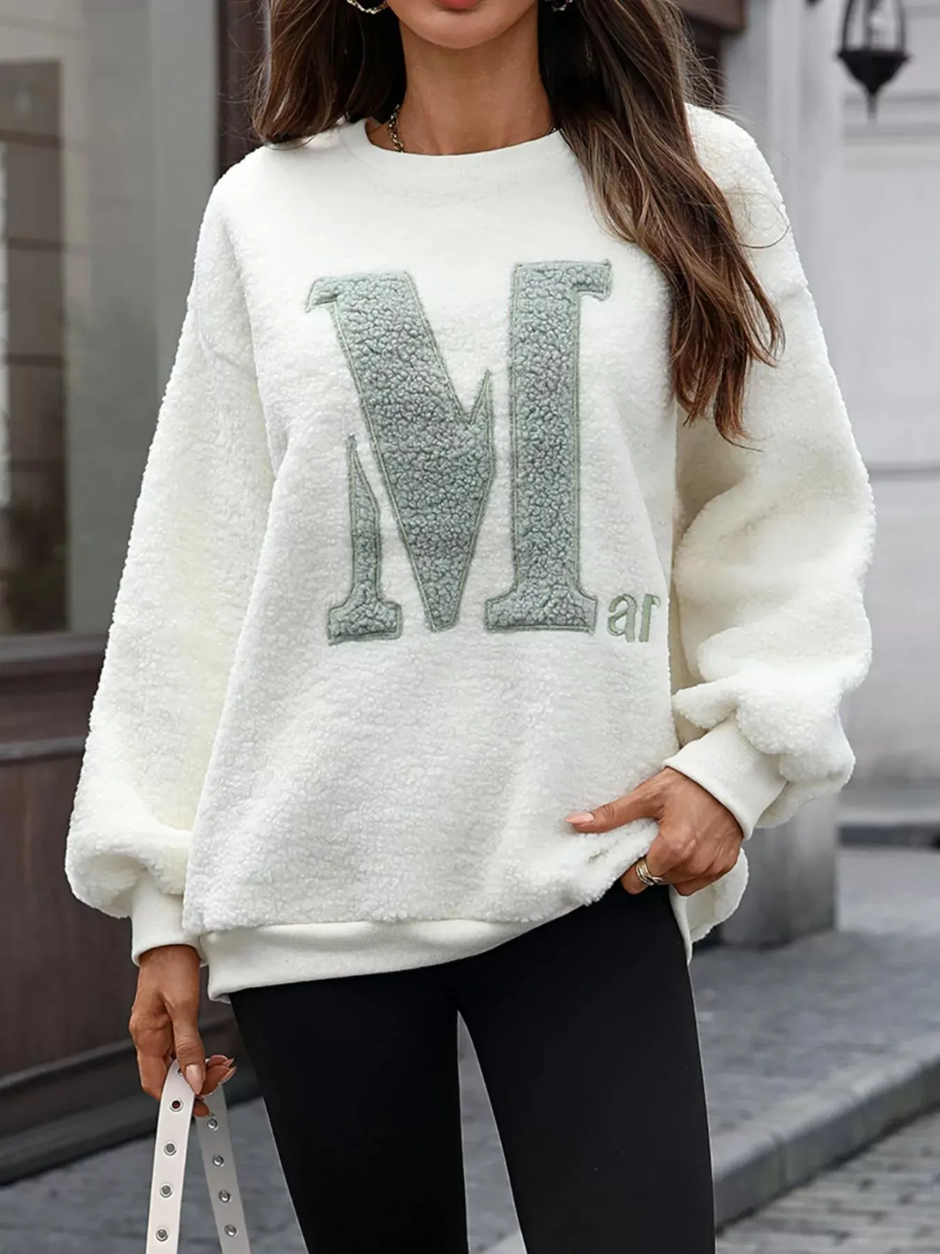 Letter Round Neck Fleece Sweatshirt sold by Charming Charlie product image thumbnail 2