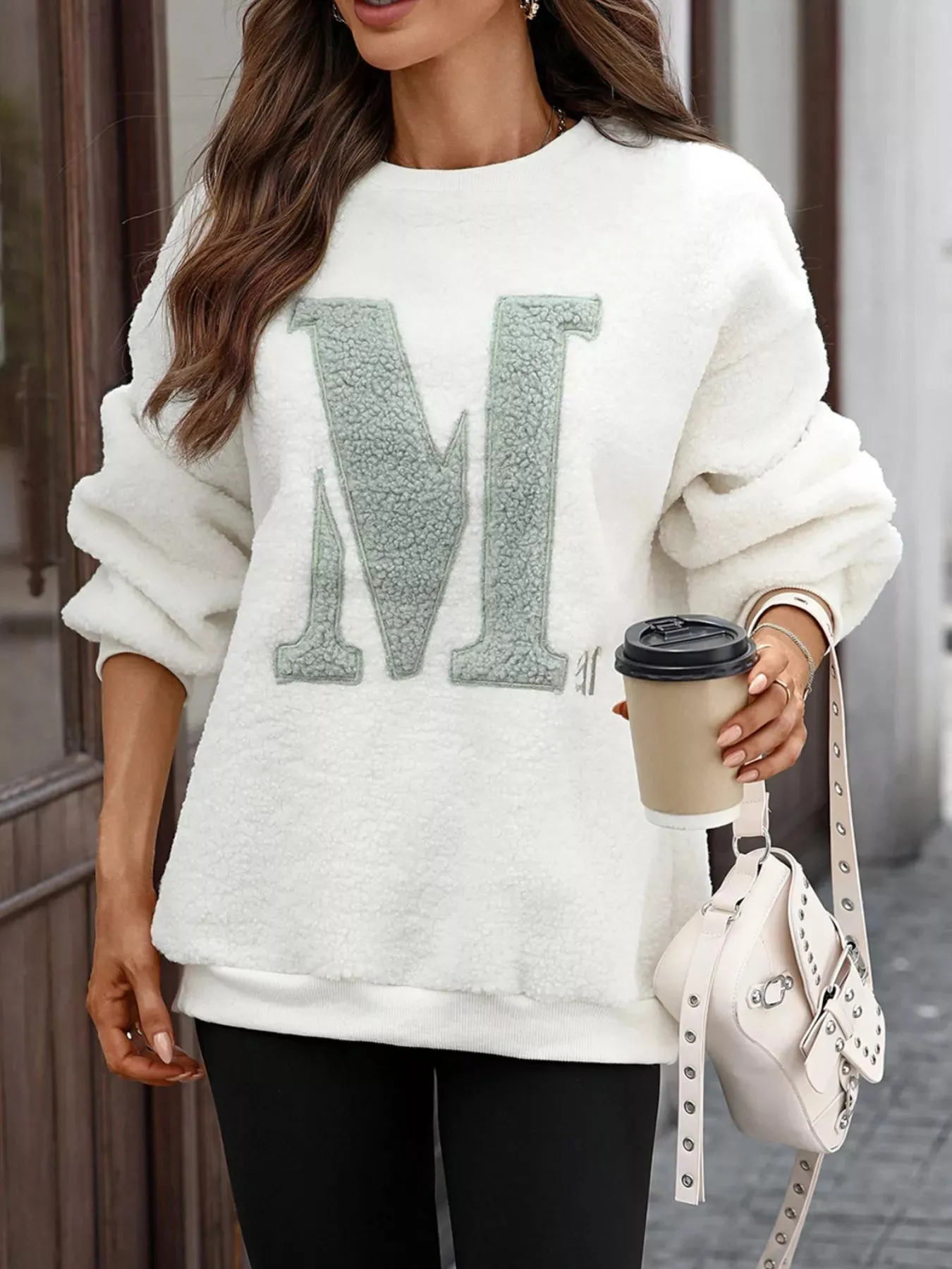 Letter Round Neck Fleece Sweatshirt sold by Charming Charlie product image thumbnail 3